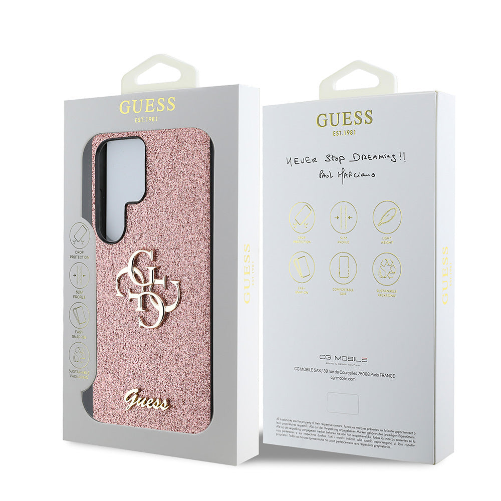 Guess Galaxy S25 Ultra Orjinal Lisanslı 4G Büyük Metal Logolu Glitter Kılıf Guess Galaxy S25 Ultra Orjinal Lisanslı 4G Büyük Metal Logolu Glitter Kılıf